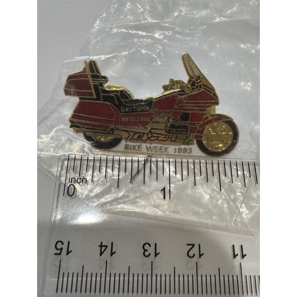 Daytona Bike Week 1993 Gold‎ Wing Lapel Hat Pin Pinback ~ Motorcycle Vtg Honda